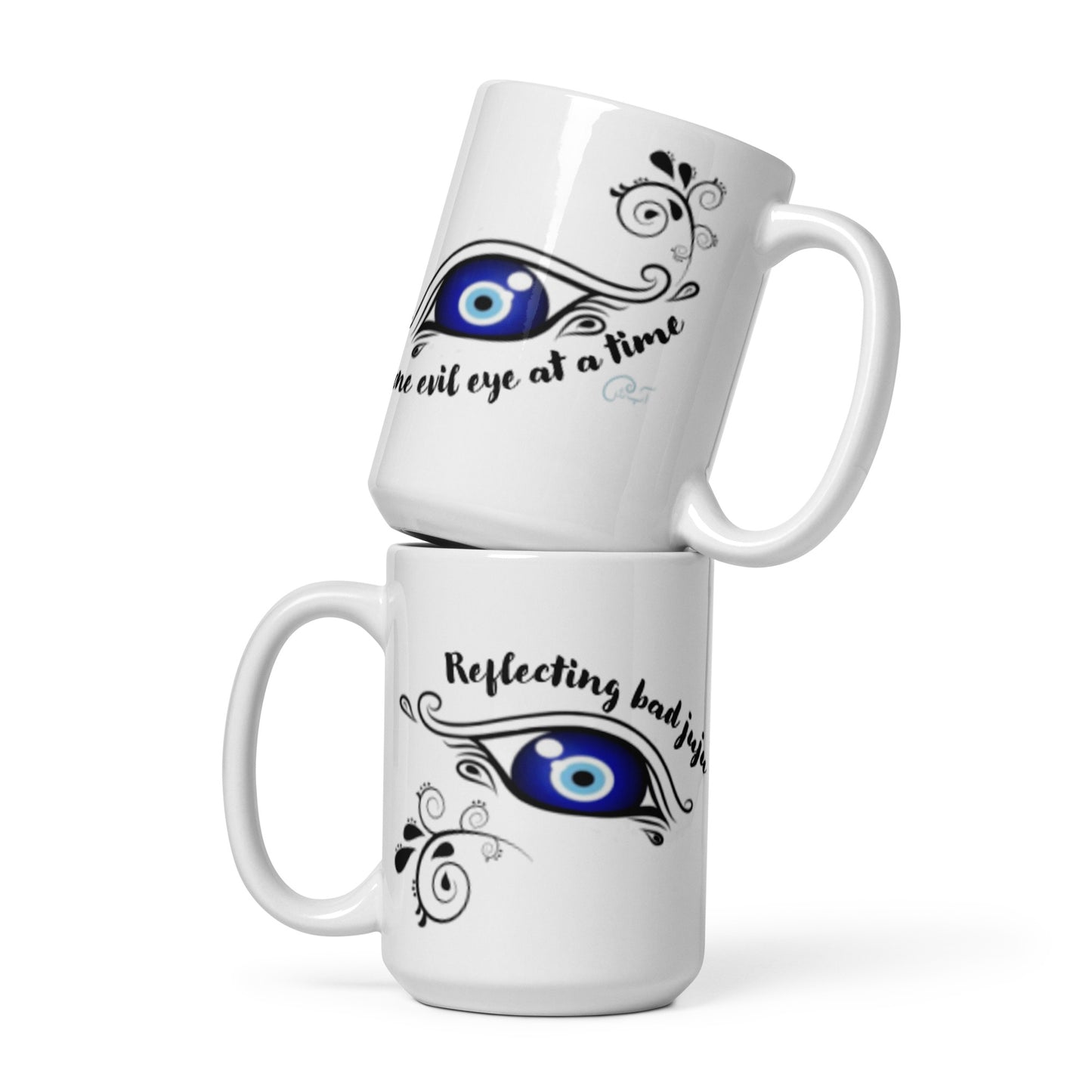Reflecting bad juju, one evil eye at a time - White glossy mug