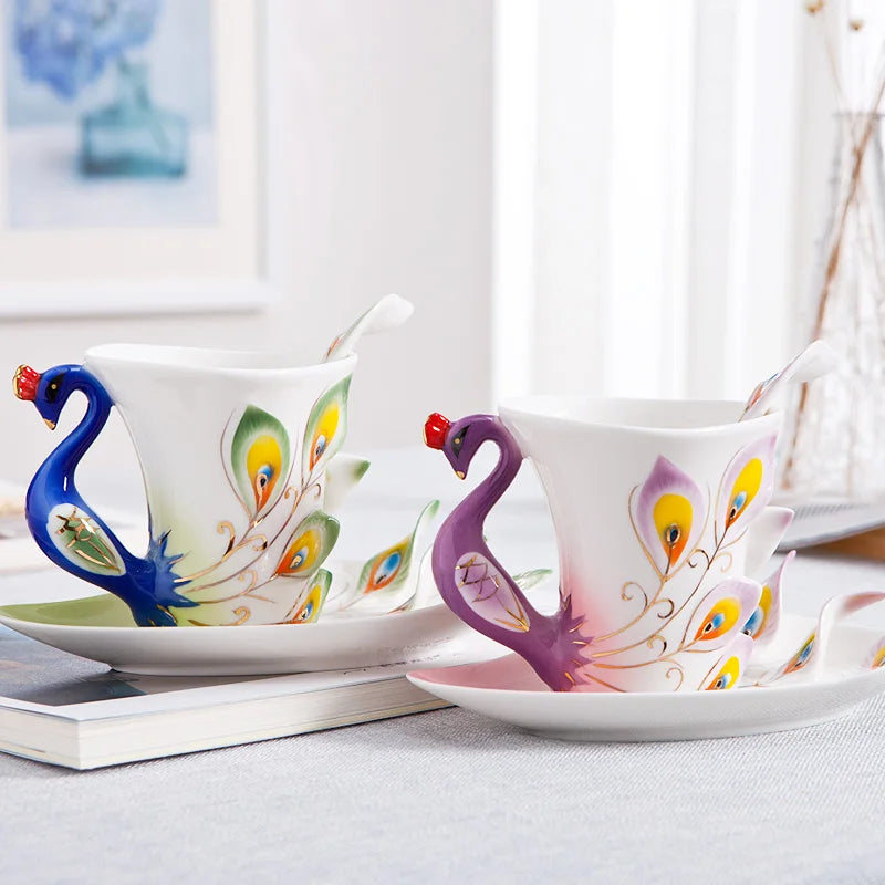 Unique and Elegant Porcelain Coffee or Tea Cups and saucers