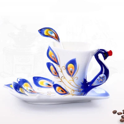 Unique and Elegant Porcelain Coffee or Tea Cups and saucers