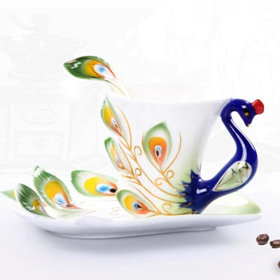 Unique and Elegant Porcelain Coffee or Tea Cups and saucers