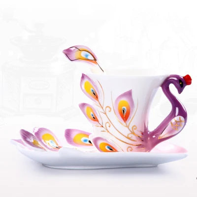 Unique and Elegant Porcelain Coffee or Tea Cups and saucers