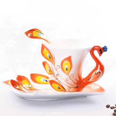 Unique and Elegant Porcelain Coffee or Tea Cups and saucers