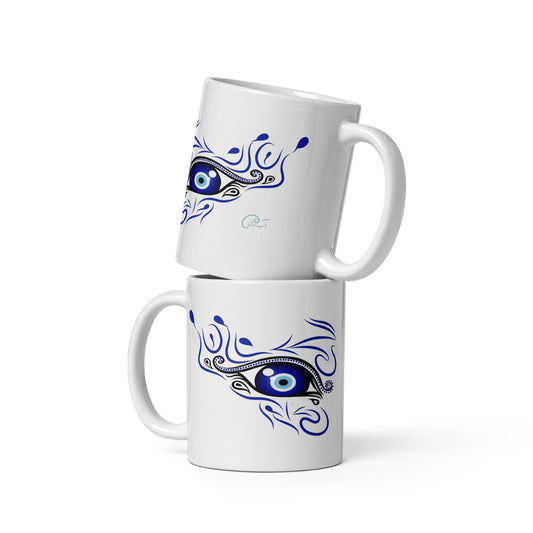 Woman Life Freedom, Zan Zendegi Azadi, Evil Eye - White glossy mug