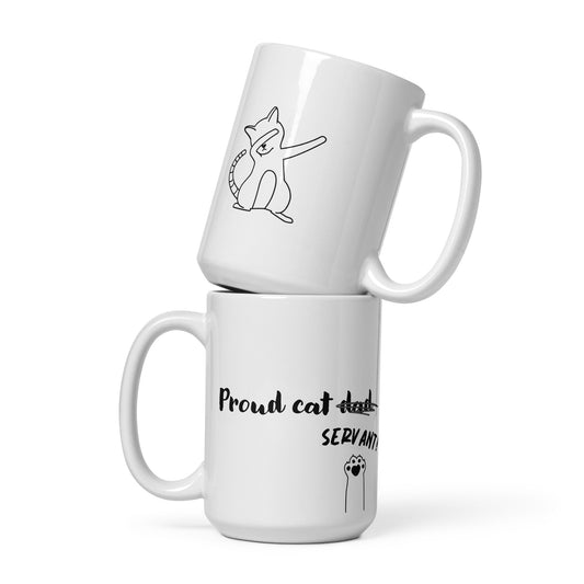 Proud cat mom, dad, servant - White glossy mug