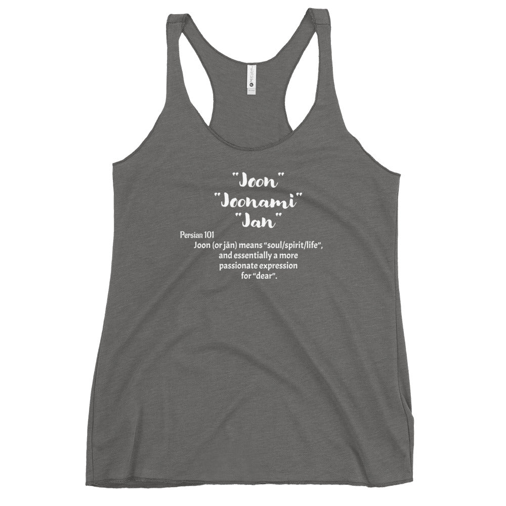 Joon, Joonam, Joonami, Jan - Women's Racerback Tank